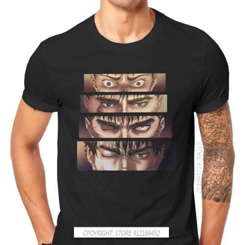 BERSERK Manga Characters Eye Print T-shirt Harajuku Fashion High Quality Tshirt Loose O-Neck Streetwear For Men