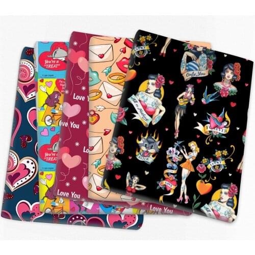 Valentines Day Patchwork Printed Cotton Fabric for Tissue Sewing Quilting Fabrics Needlework Material DIY Handmade,1Yc14893
