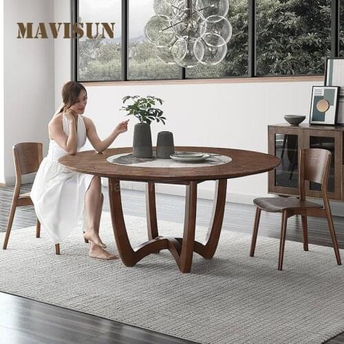 Imported Marble Circle Kitchen Table Modern Simple Hotel Household Dining Table And Chair Combination Multifunction Furniture
