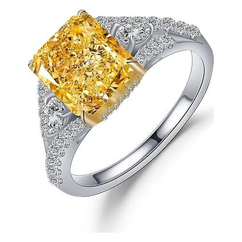 Pirmiana (Customizable) Radiant Cutting 3.0ct Fancy Simulated Diamond Ring 925 Silver Jewelry Women