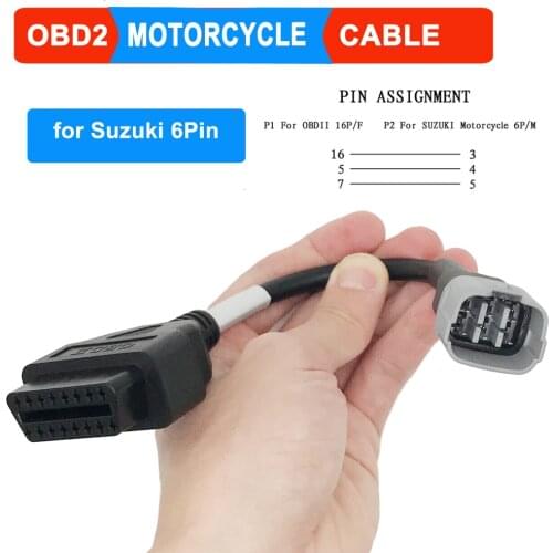 OBD Motorcycle Cable For Suzuki 6 Pin Plug Cable Diagnostic Cable 6Pin to OBD2 16 pin Adapter