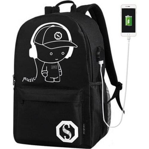 Cool Luminous School Bags for Boys and Girls Backpack with USB Charging Anime Backpack For Teenager Girls Anti-theft