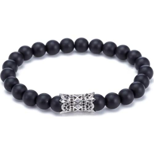 Crown 8mm bohemian multicolor Agate beads Chakra Reiki Buddha Yoga Bracelet elastic adjustable Volcanic Stone Bangles etg23