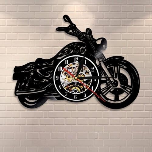 Mechanic Motorcycle Car Vinyl Record Wall Clock Classic Motorcycle Wall Art Wall Clock Motorbike Rider Man Cave Gift