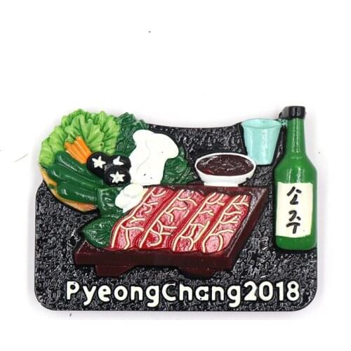 5PCs/Lot Resin Refrigerator Stickers South Korea Pyeong Chang Busan Tourism Viewpoints Souvenir Magnetic Fridge Gifts Home Decor