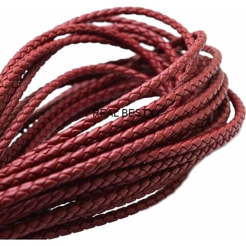 5m/lot Approx: 4mm Red Braided Leather Cord Round Jewelry Cord for Jewelry DIY Making Material Leather Strands Ropes Promotion
