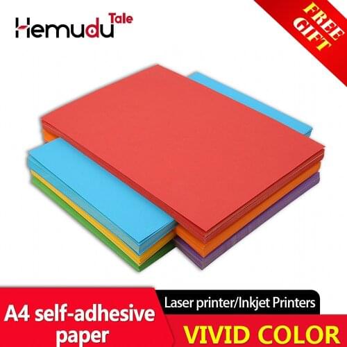 100sheets A4 Self-Adhesive Paper Colorful Label Paper Inkjet Printing for Kindergarten Students DIY Sticker Paper