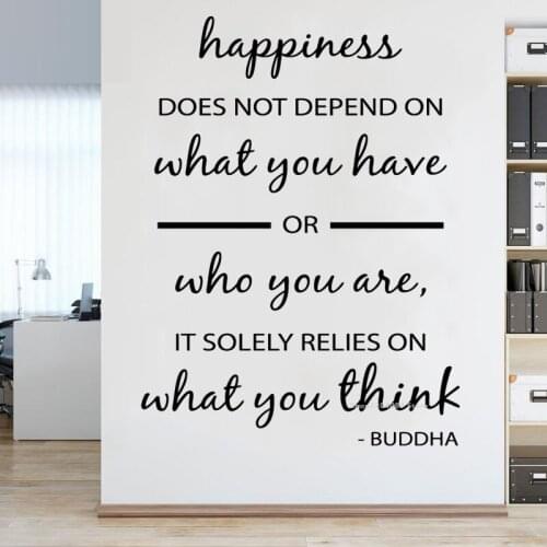 Happiness does not depend on what you have Buddha Quote Wall Sticker Home Decor Removable Living Room Family Vinyl Decals DG152