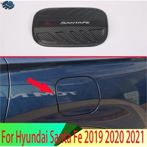 For Hyundai Santa Fe 2019 2020 Carbon Fiber Style fuel tank cap cover car-styling trim oil fuel cap protective
