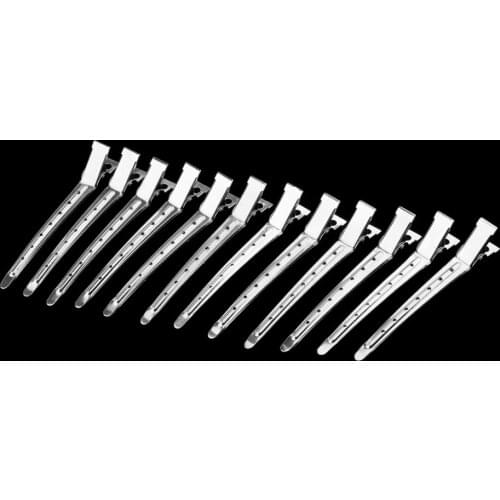 12Pcs Pro Stainless Steel Duck Teeth Hair Clips Clamps Hairdressing Salon Hair Grip Crocodile DIY Accessories Hairpins-Non-Slip