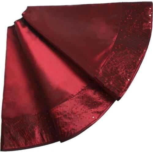 Free shipping extra large 50" sparkle Glitter Sequin border elegant faux silk Christmas Tree Skirt burgundy P1419-01