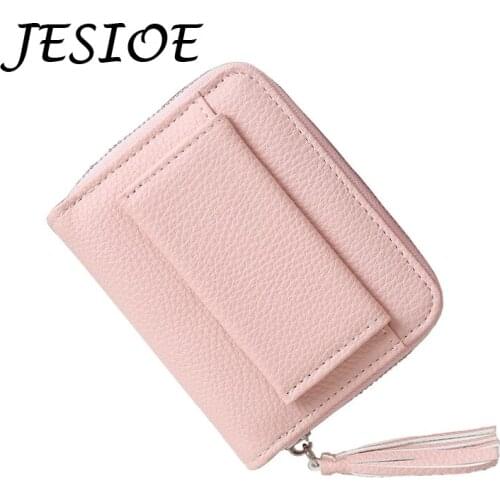 Women Small Wallets Lether Coin Purse Ladies Simple Tassel Card Bags for Women Black Litchi Clutch Female Soft Money Mini Wallet