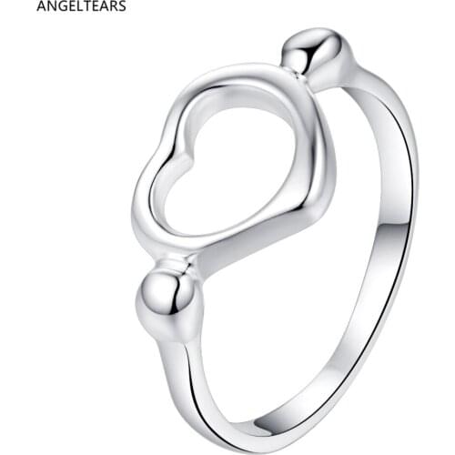 Low Price Wholesale Silver Color Heart Shaped Finger Ring Woman Fashion Valentines Day Jewelry drop shipping 5-9# anel bague