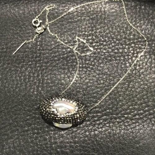 Natural fresh water pearl pendant necklace 925 sterling silver chain fine women jewelry free shipping keshi pearl necklace