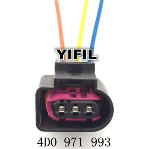 5pcs/lot 3 Pin/Way Engine Fuel Rail Pressure Sensor Connector Plug With Cable Wire Pigtail For Audi Volkswagen Skoda 4D0971993