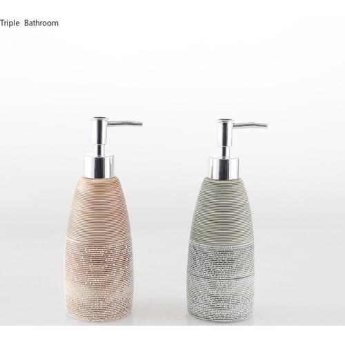 1 pc 350ml Shampoo Dispenser Ceramics Nordic Style Bathroom Soap Bottles Wristband Hand Dispenser Storage Accessories Supplies