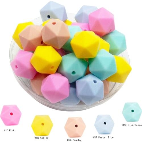Cute-Idea 10pcs 14/17mm Silicone Icosahedron Beads Baby Teether BPA Free Baby Toy Chew Loose Beads Silicone DIY Baby Necklace