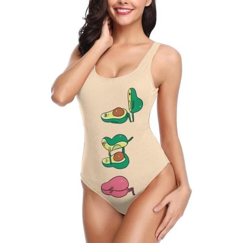 2021 Fruit AvocadoSexy Cross Back Swimwear Women Swimsuit Vintage Bathing Suits Beach Wear Swim Print Monokini