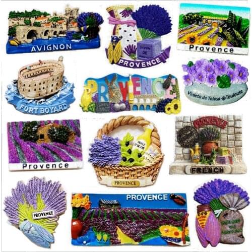 Handmade Painted France Provence Lavender 3D Fridge Magnets Tourism Souvenirs Refrigerator Magnetic Stickers Home Decor