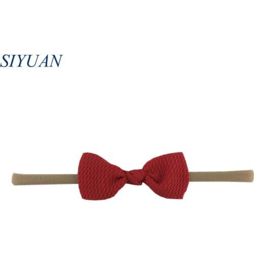 40pcs/lot Nude Nylon Headband Girls Soft Nylon Headband with 3.2'' Waffle Hair Bow One Size Fit All HB098