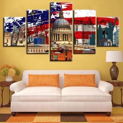 5 Pieces American Flag Building Scenery Full Square/Round Diamond sale,diamond painting Embroidery A1810