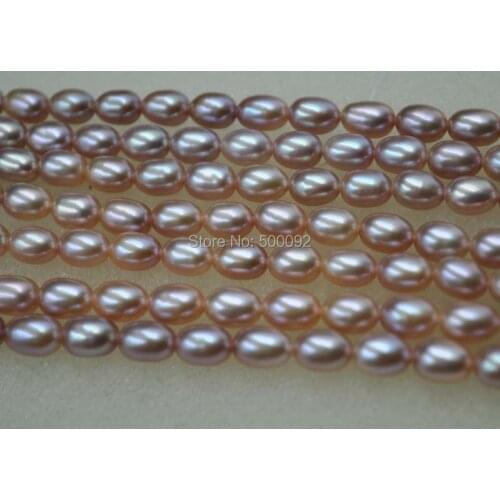 AAA wholesale 5 strands 5-6MM lavender rice freshwater pearl