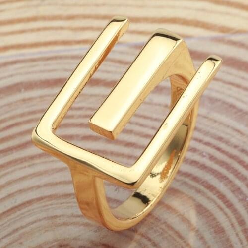Punk Big Rectangular Wide Rings for Women Fingers Gold Color Trendy Statement Ring New Charms Fashion Jewelry