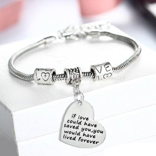 Bespmosp If Love Could Have Saved You Heart Pendant Bracelets Bangle Family Women Men Jewelry Lovers Couples Gifts Bijoux Party