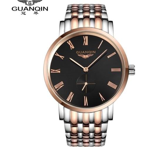 GUANQIN MenS Watches New Luxury Brand Watch Men Fashion Simple Quartz-Watch Stainless Steel Strap Waterproof Relogio Masculino