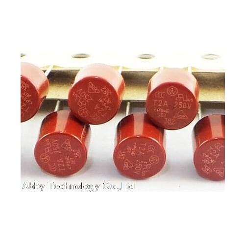20Pcs Newly Import T2A 2A 250V Cylindrical Fuse For LCD RED