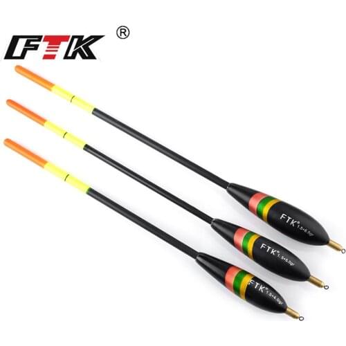 FTK 3pcs/Pack Black Fish Float Floating Stainless Steel Light Sensitive 20/22/24CM With Barguzinsky Wood Material Long Tail