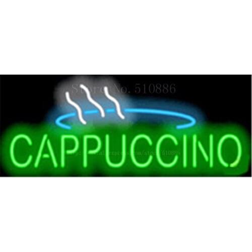 Cappuccino Neon sign Real Glass Tube Light Bar Beer Club Custom Neon signs Shop Store Decoration Signboard signage 17"x14"