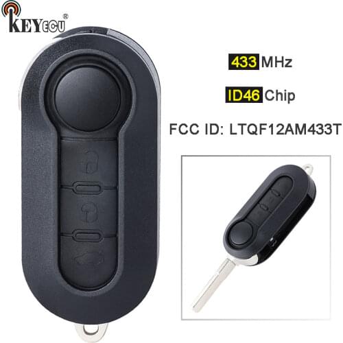 KEYECU 433MHz ID46 Chip RX2TRF198 Flip Remote Car Key Fob 2 Button for Fiat 500L MPV Ducato for Citroen Jumper for Peugeot Boxer
