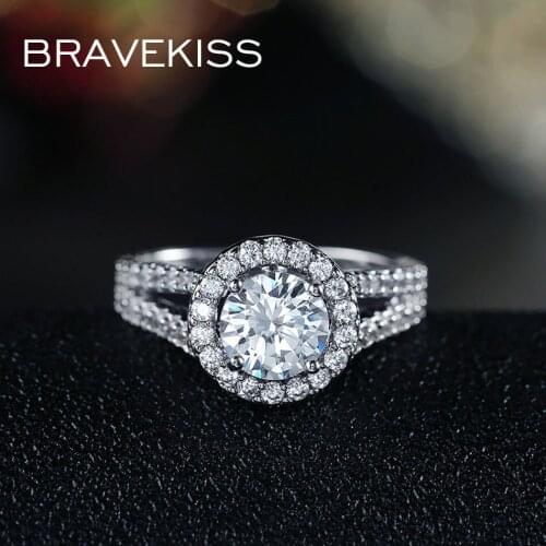 BRAVEKISS Vintage 3A+ 8mm Round Cut CZ Stone Prong Setting Solitaire Wedding Bands Engagement Rings For Women Jewelry BUR0021