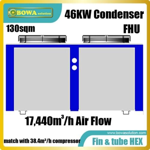 46KW air cooled box type condenser matches with 15HP scroll or reciprocating compressor in refrigeration and heat pump products