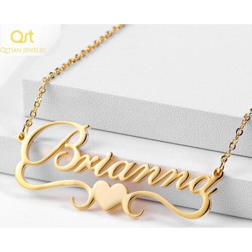 Any Personalized Custom Name Necklace, stainless steel Nameplate Necklace, Pendant Necklaces Choker Women Best Friend Gift
