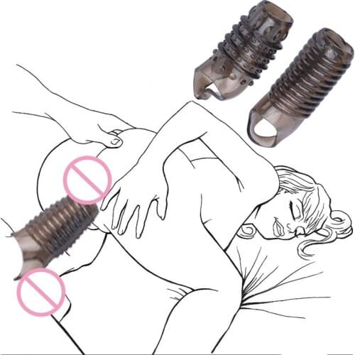 Reusable Silicone Penis Sleeve Condoms Enlargement Delayed Ejaculation No Vibrators Erotic Sex Adult Toys For Men Sex Products