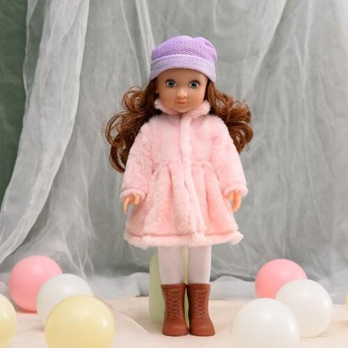 Fashion Doll 1/6 Body Kawaii Princess For Girls 32 cm Full Set Clothes Pink Plush Xmas Gift Curly Hair Blue 3D Eyes Inset Toys