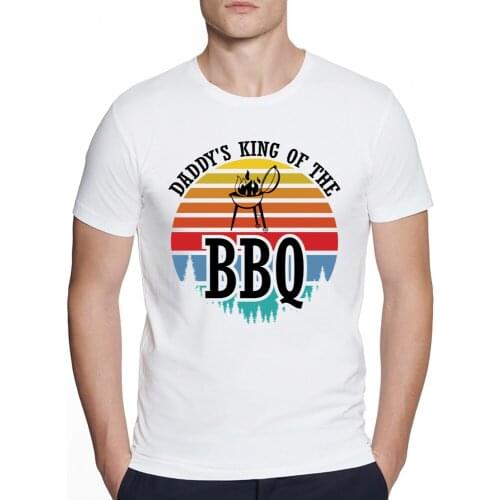 Men Clothes Daddys King Of The Bbq Funny BBQ Grilling Gift T-Shirt Funny Aesthetic Leisure O-neck Tshirt Streetwear Graphic Tee