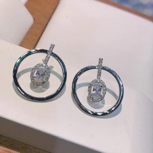 New Elegant Round Shape Statement Dangle Earrings For Women Wedding Cubic Zirconia DUBAI Bridal Round Circle Earring e9596