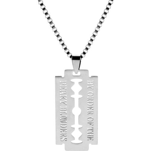 Stainless Steel Necklace for Hairdresser Hollow Razor Necklace Jewelry It Reads BY ORDER OF THE PEAKY BLINDERS Hip Hop Trinket