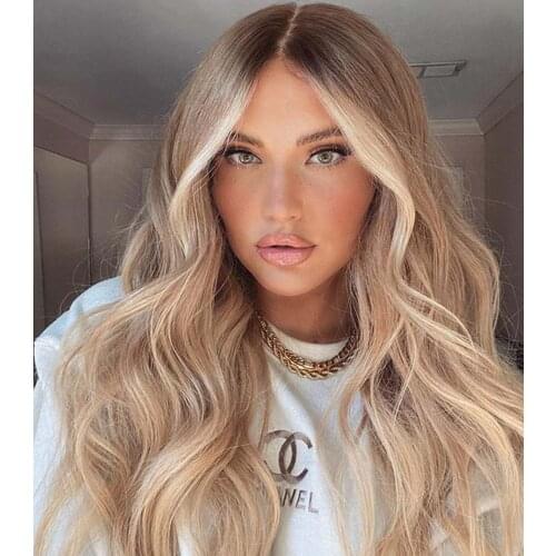 Eversilky Highlight Blonde Transparent 13x4 Lace Front Wavy Human Hair Wigs for Women 13x6 Deep Part Rooted Highlight 180Density
