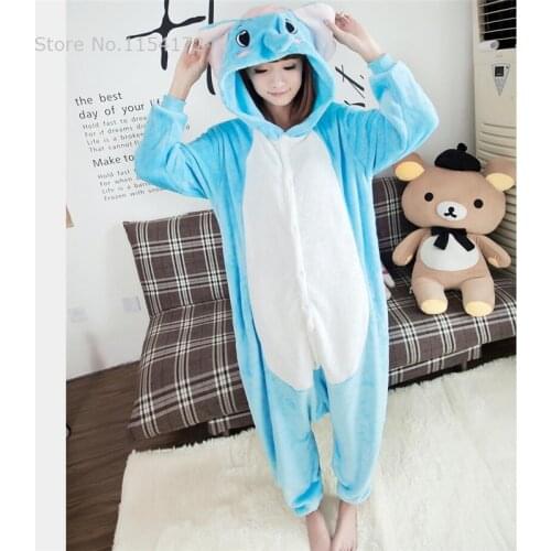 Elephant Anime Adult Onesies Pyjamas Cartoon Animal Cosplay Costume Pajamas Adult Onesies Sleepwear Halloween Kigurumi