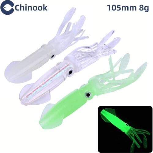 Chinook Fishing Soft Lure Octopus 8g Silicone Sea Fishing Lure Large Luminous Squid Soft Baits Fake Lures Pesca Fishing Tackle