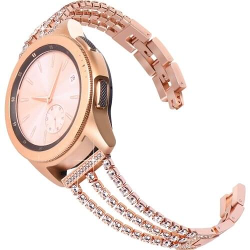 Women Girl Bling Diamond Repalcement Wristband 20mm Strap for Galaxy Watch 3 Band 41mm / Active 2 / 42mm /Gear Sport Rose Gold
