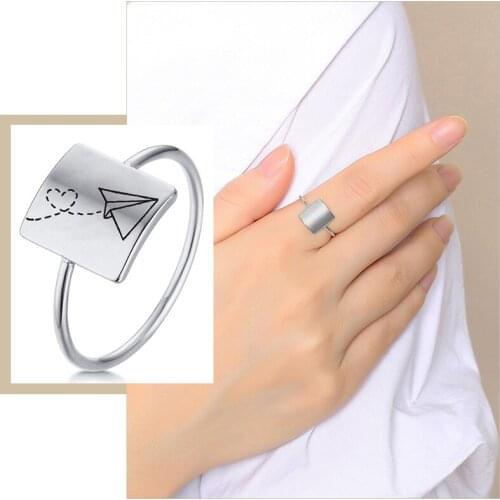 Chic Personalize Rectangle Signet Rings for Women Custom Engrave Names Initials Minimalist Stainless Steel Gifts for Her Jewelry