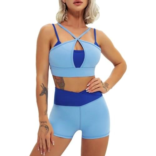Sports Suit Women Yoga Set Running Cross Yoga Top Padded Crop Bra High Waist Tight Running Shorts Fitness Suit Tracksuits
