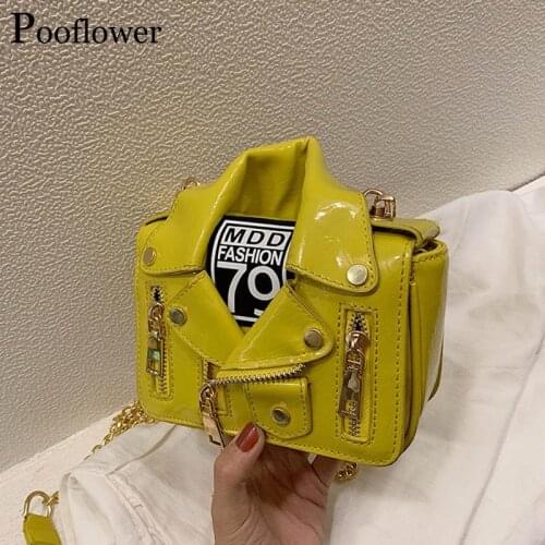 Pooflower Korea Luxury Jackek Clothes Purse Bags Women PU Leather Mini Shoulder Bags Designer Zipper Crossbody Bag sac ZH117