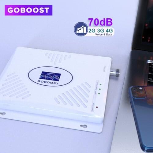 GOBOOST 70dB Tri Band Mobile Signal Booster GSM Repeater 2G 3G 4G 900 1800 2100 Cellular Amplifier LTE 2600mhz Amplifier 4G ACL