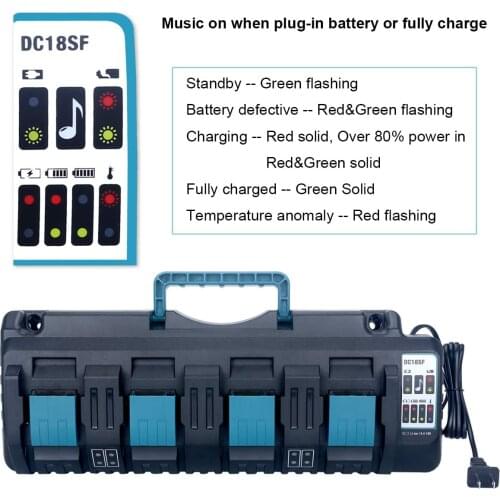 For Makita DC18SF 4-Port Fast Optimized Charger 14.4V 18V Li-ion 3A Output Charger For BL1830,BL1430,DC18RC,DC18RD with USB port
